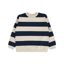 Civil Boys Kalın Çizgili Basic 10-13 Yaş Sweatshirt - Lacivert