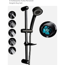 Siyah 5 Fonksiyonlu Pervaneli Örgülü Hortumlu Sürgülü Duş Seti - 410PRV Siyah Siyah 5 Fonksiyonlu Pervaneli Örgülü Hortumlu Sürgülü Duş Seti - 410PRV Siyah