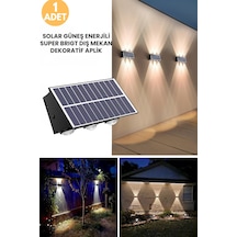 Trendpoint 1adet Solar Çift Taraflı 6ledli Aplik Sarı Işık Duvar Lamba Bahçe Aydınlatma Güneşle Şarj