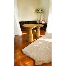 Simillo Wood Ahşap 2'li Set Vazo Model Mantar Yan Sehpa Modern Fiskos / Koyu Ceviz Renkli / Zigon Sehpa Vernikli Koyu Ceviz