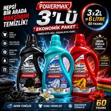 Powermax Sıvı Çamaşır Deterjanı 3'lü Set Beyazlar + Renkliler + Siyahlar 2 L X 3