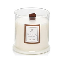 Ahşap Fitilli Dark Amber Kokulu Vegan Mum Genel