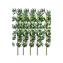 5li Set Yapay Bambu Sopası 12 Yapraklı 110cm Yapay Çiçek Bambu Duvarı Separatör Çiçeği Yapay Çiçek