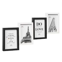 Çoklu Fotoğraf Çerçevesi Mdf Ahşap Modern Kolaj Çerçeve Fotoğraf Tutucu 4 Fotoğraf 10x15cm Siyah Beyaz Renk