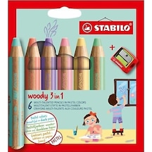 Stabilo Woody 3in1 Pastel 6 Lı+kalemtırş Çok Renkli