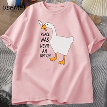 Flood Of Style Kaz Barış Asla Bir Seçenek Oldu T-shirt Erkek Kadın Yaz Pamuk Tee Moda Eğlence Serin Erkek Gi Pembe