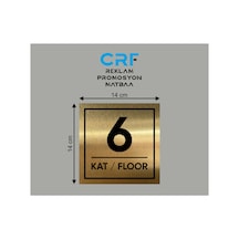 Gold Alüminyum Kat Yönlendirme Levhası 6. Kat 14x14 Cm Arkası Yapışkanlı