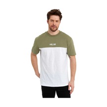 Erkek Bisiklet Yaka Blok Renkli Regular Fit Baskılı Tişört 001