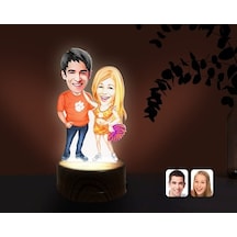 Kişiye Özel Sevgililer Karikatürlü Dekoratif 3D Biblo Led Işıklı (481495484)