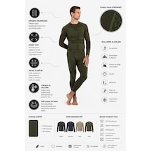 Oıl Company Unisex Hafif Kumaş Yüksek Isı Korumalı Termal İçlik Uzun Kollu Üst Haki Haki-01
