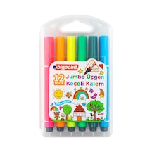 Bigpoint Jumbo Üçgen Keçeli Kalem 12'li Set Plastik Kutulu X 6'lı Paket