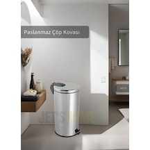 Jet's Home Pedallı Banyo Çöp Kovası Paslanmaz 40 Lt Mutfak Çöp Kutusu Gri Gri