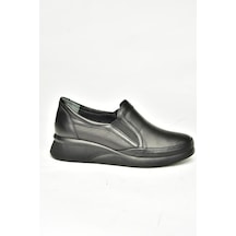 Fox Shoes T555193103 Siyah Hakiki Deri Comfort Ortopedik Taban Kadın Ayakkabı Siyah-hakiki Deri Siyah