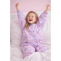 Babyhola 2.5 Tog Yorgan Gerektirmeyen Kalın Elyaf Dolgulu Çocuk Uyku Tulumu Pamuk Astarlı Unisex 6020 Lila