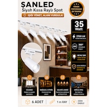 Led Beyaz Kasa Beyaz Işık 35w Raylı Spot / 6 Adet 1 Metre Ray