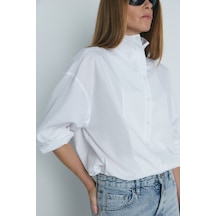 Suud Collection Ekru Eden Dik Yaka Gömlek