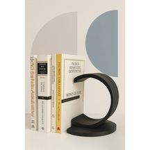 Minimal Kavisli Kitap Tutucu Siyah Dekoratif Kitaplık Desteği