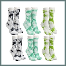 Bezos Unisex Batik Desenli Çorap 6'lı Set Renkli Pamuklu Uzun Soket Dikişsiz Nefes Alan Günlük Spor Çorabı Ventra Çok  Renkli