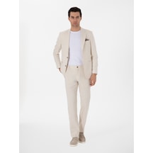 Cacharel Ekru Slim Fit Keten Karışımlı Takım Elbise Bej