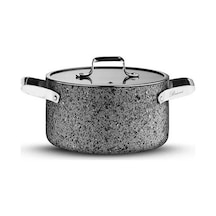 Brioni Stone Age Çizilmez Yanmaz Yapışmaz İndüksiyonlu 18 Cm Derin Tencere Gri