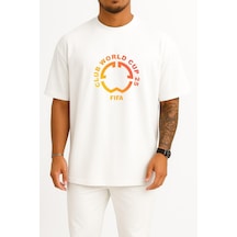 Bahriyeli Collection Oversize 2025 Club World Cup Dünya Kupası Göğüs Tasarımlı Unisex T-shirt Beyaz