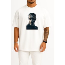Bahriyeli Collection Oversize Shalla Bal Fantastic Four First Steps Göğüs Tasarımlı Unisex T-shirt Beyaz