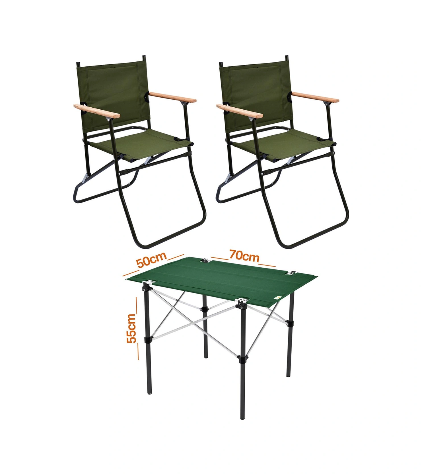 2 Adet 120 Kg Kapasiteli Katlanır Kamp Sandalyesi Ve 50x70 Kamp Masası Seti-2-as-5070-y Çok Renkli