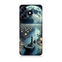 Tecno Spark 10 Uyumlu Ay Işığında Sandal Yolculuk Desenli Silikon Kılıf Çok Renkli