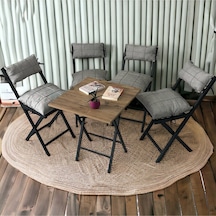 Modern Style Home Minderli Balkon Bahçe Mutfak Bistro Set Katlanır 4+1 Masa-sandalye Açık Gri Modern Style Home Minderli Balkon Bahçe Mutfak Bistro Set Katlanır 4+1 Masa-sandalye Açık Gri