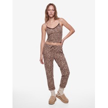 Koton Leopar Desenli Beli Bağcıklı Yan Cepli Rahat Kesim Pijama Altı Leopar Desenli 7wlk40102mk Çok Renkli