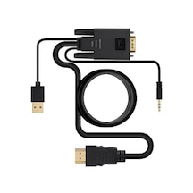 Koodmax - Vga To Hdmi Kablo Çevirici Dönüştürücü 3.5mm Ses Ve Usb Güç Destekli - 1080p - 2 Metre