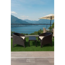 Olivia 1+1 Bistro Set Minderli 2 Kişilik Oturma Grubu Sehpa Bahçe Balkon Teras Set Kahverengi Kahverengi