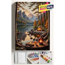 Sayılarla Boyama Seti Numaralı Tuval Fırça Boya Dahil Kasnaklı Set 50x70 Cm - Çadır Kamp