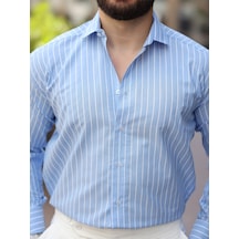 Çizgili Dik Yakalı Old Money Gömlek Açık Mavi Çzgl Çizgili Dik Yakalı Old Money Gömlek Açık Mavi Çzgl