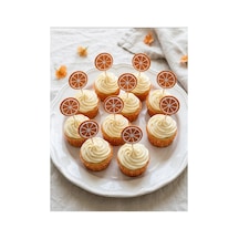 Portakal Turuncu Simli Cupcake Kürdanı Doğum Günü Parti Ve Pasta Süsü 10 Lu 5cm