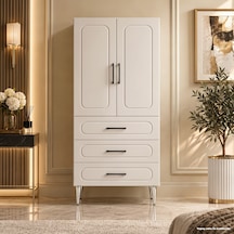 Ostuni Çok Amaçlı Dolap 60 Cm 2 Kapak 3 Çekmece Soft Beyaz - Çok Amaçlı Kiler Dolabı Mavi