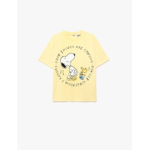 Koton Snoopy Baskılı Bisiklet Yaka Kısa Kollu Pamuklu Lisanslı Tişört Sarı 6skg10061ak