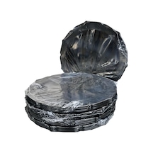 Omeyva Davet Parti Sunum Doğum Günü Siyah Renkli Sert Plastik Mika Tabak - 22 Cm. -6 Adetlik 5 Paket Siyah