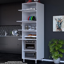 Modilayn Silva Silva 4 Kapak 59,6 X 226,4 X 56cm 6 Derin Göz Raf Mini Midi Mikrodalga Fırın Dolabı