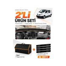 E-biz Renault Trafic 2004-2010 Uyumlu Torpido Örtüsü + Deri Çanta - Siyah-kahverengi - Re049