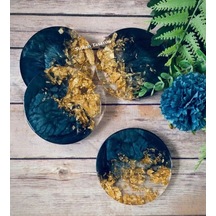 4 Lü Epoksi Bardak Altlığı - 19 Mavi