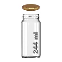 3 Adet 224 Ml Cam Kavanoz, Gold Metal Kapaklı, Şeffaf Konserve Kavanozu 224 Mililitre Açık Kahverengi