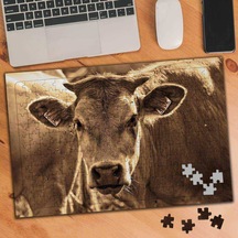 Sevimli İnek - Retro 240 Parça Puzzle Yapboz-74548