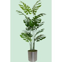 Yapay Ağaç Monstera Deve Tabanı Ağacı 180 Cm 16 Yaprak Metal Saksıda Yeşil