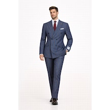 Fabıo Cassel Çizgili Kruvaze Erkek Takım Elbise Slim Fit Petrol Fabıo Cassel Çizgili Kruvaze Erkek Takım Elbise Slim Fit Petrol
