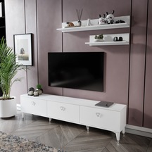 Simple Modern 180 Cm Smp18033 Tv Ünitesi 2 Raflı Beyaz Gümüş Beyaz - Gümüş
