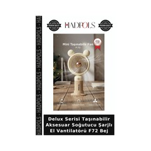 Delux Serisi Taşınabilir Aksesuar Soğutucu Şarjlı El Vantilatörü F72 Bej