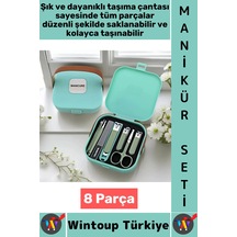 Manikürseti Kompakt Kadın Erkek Makas Törpü Tırnak El Bakım Şık Taşıma Çantalı Manikür Seti 8 Parça