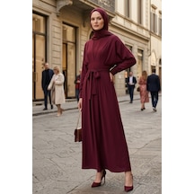 Bestenur Yarasa Kol Modal Elbise 1700 - Bordo