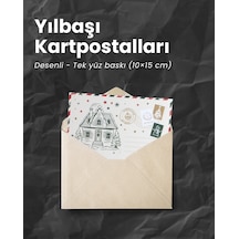 Yılbaşı Ev Temalı Kartpostal Ve Zarf Seti, Yeniyıl, Noel, Tebrik